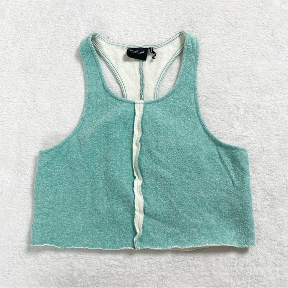 Urban Outfitters out from under blue fleece crop top shirt size large - Picture 1 of 4